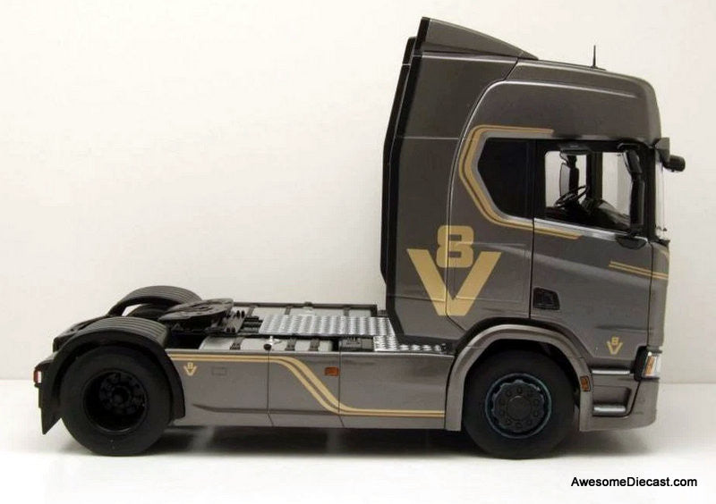 2019 Scania R-Series Topline Sleeper Tractor, Metallic Gray 1:18 Diecast Model Truck by Premium ClassiXXs
