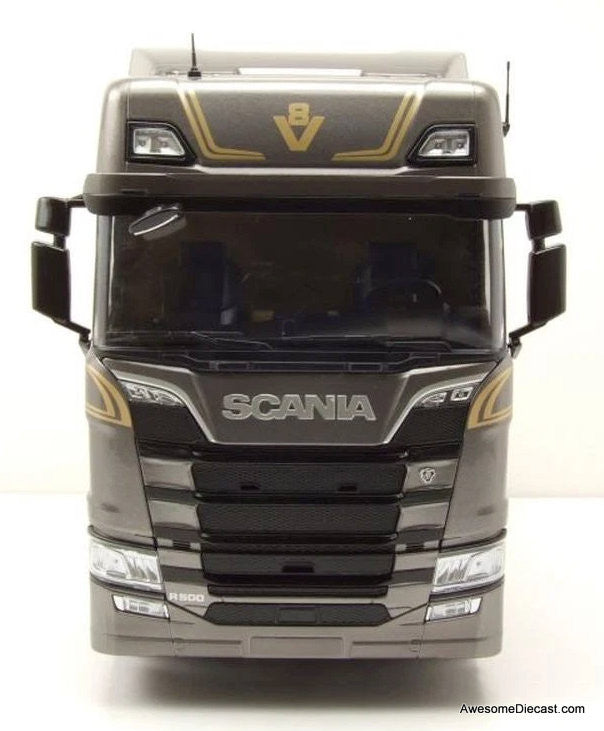 2019 Scania R-Series Topline Sleeper Tractor, Metallic Gray 1:18 Diecast Model Truck by Premium ClassiXXs