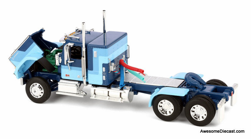 GMC General w/34in Flattop Sleeper & Heil Pneumatic Tank Trailer, Blue 1:64 Diecast Model Truck DCP by FG