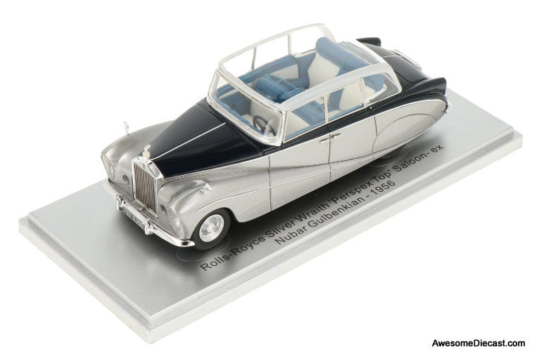 1956 Rolls Royce Silver Wraith "Perspex Top" Saloon, Blue/Silver (Ex Nubar Gulbenkian) 1:43 Resin Cast Model by Kess