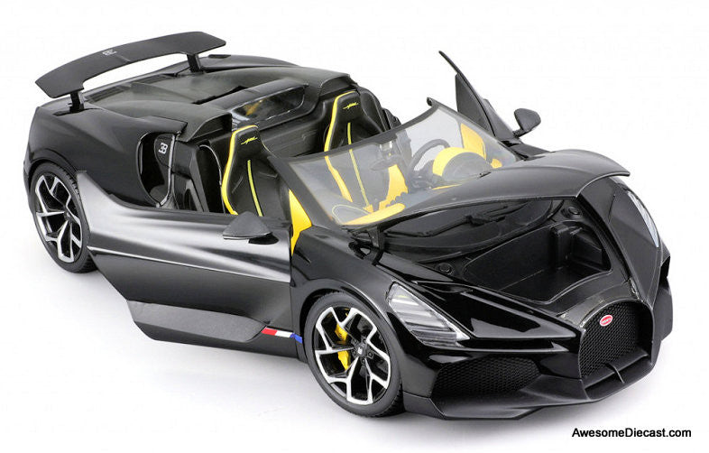 2023 Bugatti Mistral, Black 1:18 Diecast Model Car by Burago