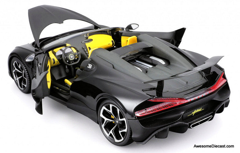 2023 Bugatti Mistral, Black 1:18 Diecast Model Car by Burago