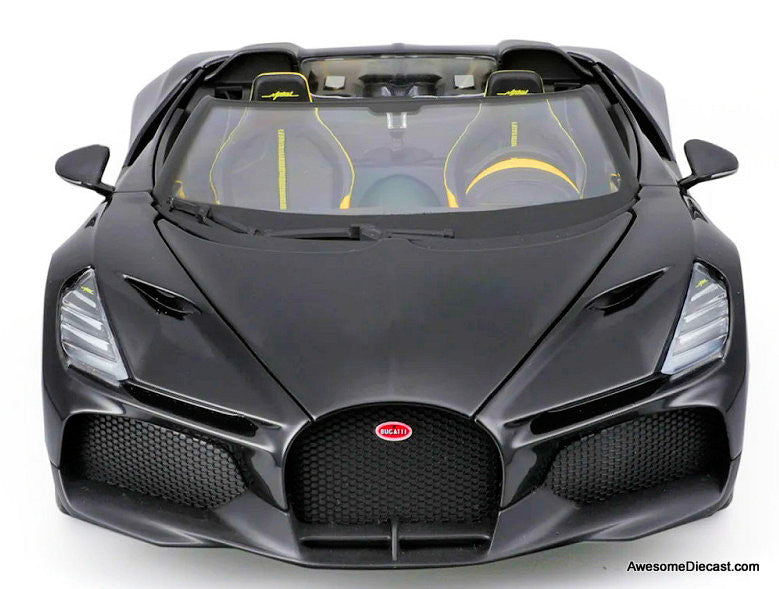 2023 Bugatti Mistral, Black 1:18 Diecast Model Car by Burago