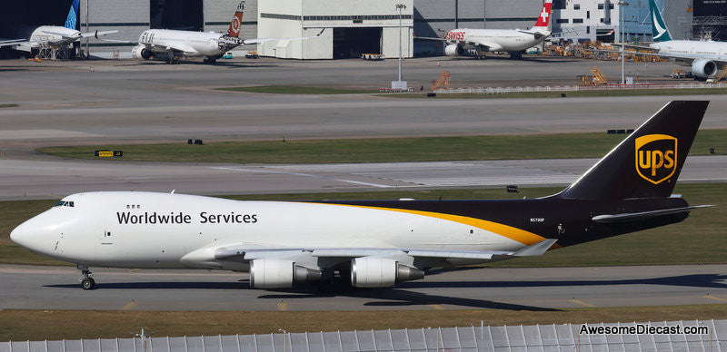Boeing 747-400F: UPS Worldwide Services (Reg #N570UP) 1:200 ABS Plastic Model Plane by Sky Marks