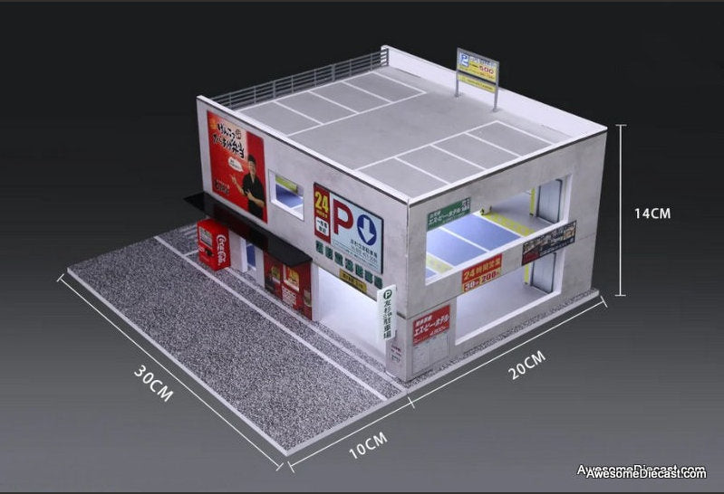 Japanese Parking Building w/Lighting 1:64 Diorama by MoreArt