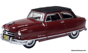 1950 Nash Rambler Custom Landau Convertible (Closed) Sunset Maroon w/Black Top 1:87 Diecast Model Car by Oxford Diecast