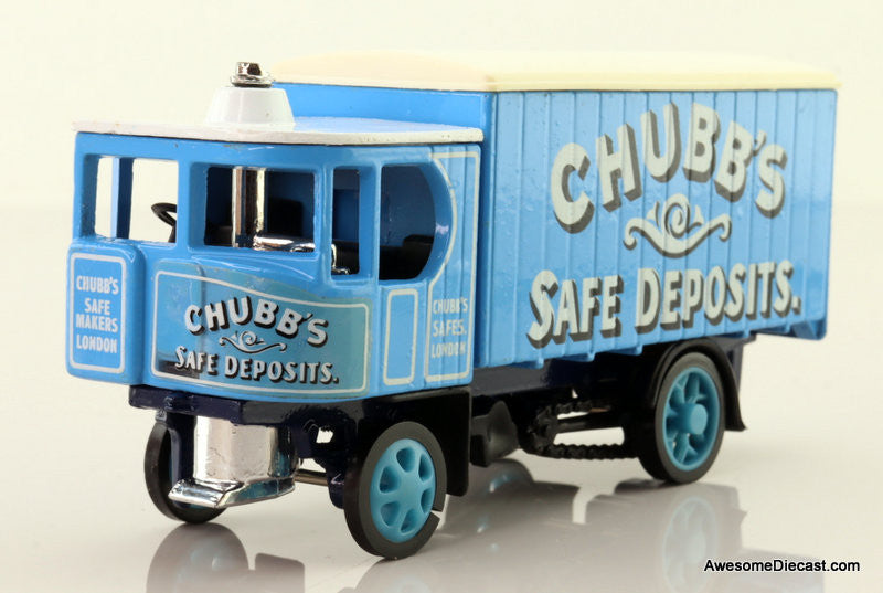 1929 Garrett Steam Wagon Chubbs Safe Deposits, Blue 1:43 Diecast Model Truck by Matchbox