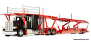 Peterbilt 389 Sleeper Tractor w/Boydstun 9106-48EZ Car Carrier Trailer, Black & Red 1:64 Diecast Model Truck DCP by First Gear