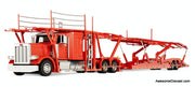 Peterbilt 389 Sleeper Tractor w/Boydstun 9106-48EZ Car Carrier Trailer, Red 1:64 Diecast Model Truck DCP by First Gear