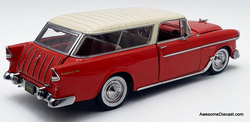 1955 Chevrolet Nomad, Gypsy Red/Shoreline Beige 1:18 Diecast Model Car by ACME