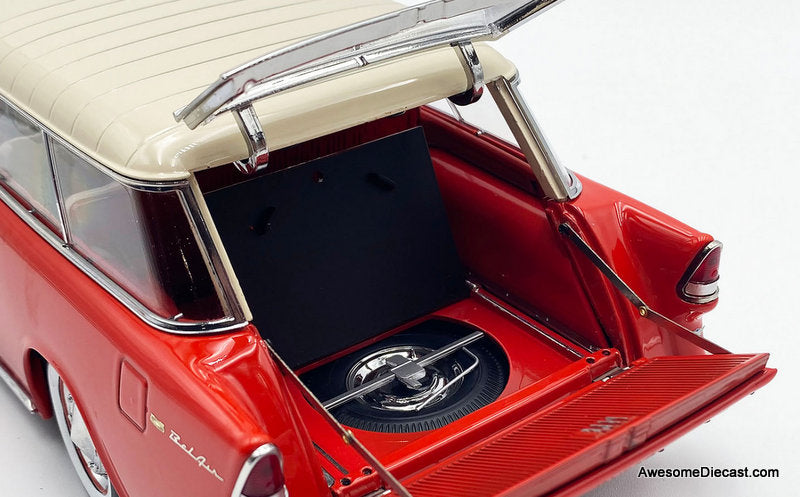 1955 Chevrolet Nomad, Gypsy Red/Shoreline Beige 1:18 Diecast Model Car by ACME