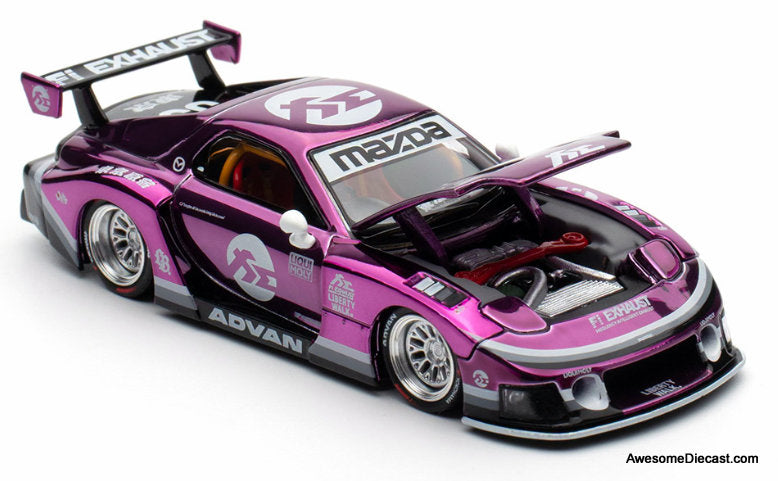 LB Super Silhouette Mazda RX7 (FD3S), Purple Chrome 1:64 Diecast Model Car by Pop Race