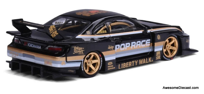 LB Super Silhouette Nissan S15 Silvia, Black 1:64 Diecast Model Car by Pop Race