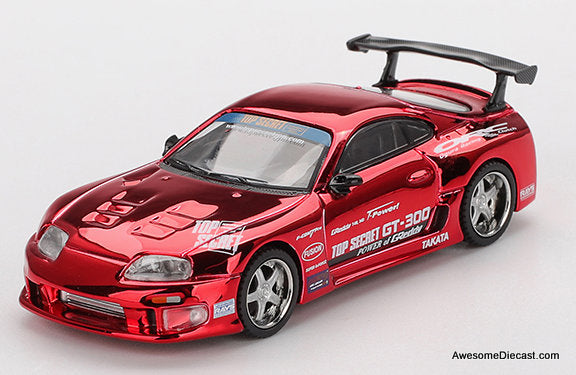 Toyota Supra (A80) Top Secret GT-300, Top Secret Red Chrome 1:64 Diecast Model Car by Mini GT