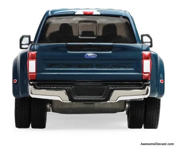 2022 Ford F-450 Dually Pick-Up Truck w/Snow Plow, Antimatter Blue 1:64 Diecast Model Truck by Greenlight