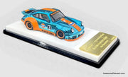 Porsche 930 RWB #93 Gulf Livery, Chrome Blue 1:64 Diecast Model Car by My Model Collect