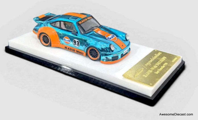 Porsche 930 RWB #93 Gulf Livery, Chrome Blue 1:64 Diecast Model Car by My Model Collect