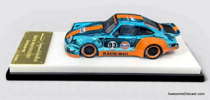 Porsche 930 RWB #93 Gulf Livery, Chrome Blue 1:64 Diecast Model Car by My Model Collect
