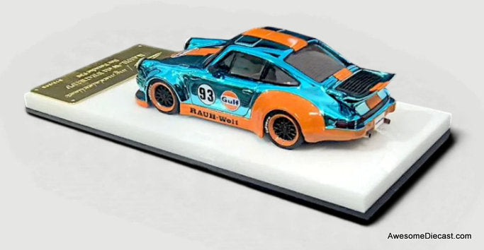 Porsche 930 RWB #93 Gulf Livery, Chrome Blue 1:64 Diecast Model Car by My Model Collect