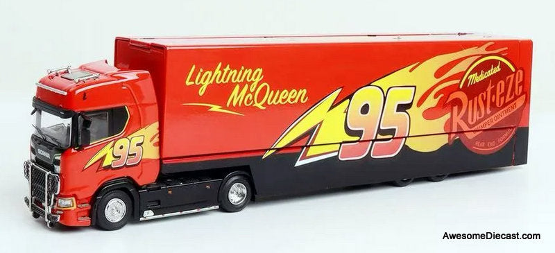 Scania S370 Enclosed Double Deck Gull Wing Transporter "Lightning McQueen" 1:64 Diecast Model Truck by Kengfai