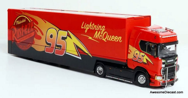 Scania S370 Enclosed Double Deck Gull Wing Transporter "Lightning McQueen" 1:64 Diecast Model Truck by Kengfai