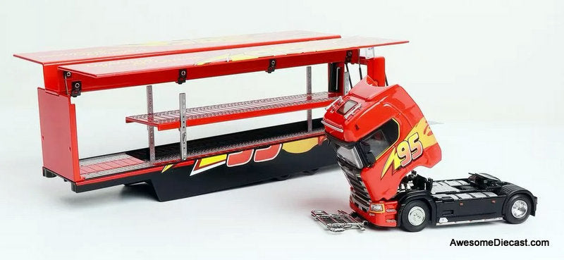 Scania S370 Enclosed Double Deck Gull Wing Transporter "Lightning McQueen" 1:64 Diecast Model Truck by Kengfai