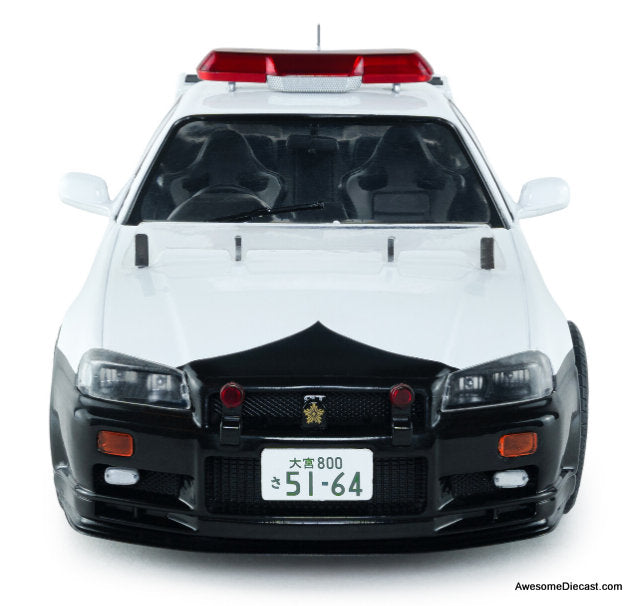 1999 Nissan Skyline GT-R R34: Japanese Police Car 1:18 Diecast Model Car by Solido