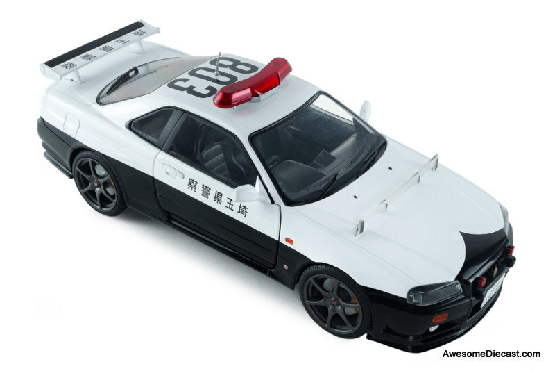 1999 Nissan Skyline GT-R R34: Japanese Police Car 1:18 Diecast Model Car by Solido