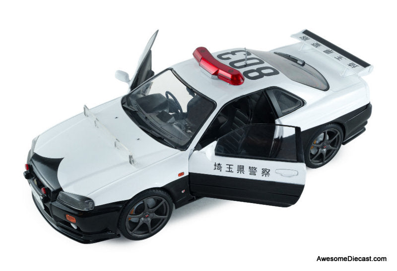1999 Nissan Skyline GT-R R34: Japanese Police Car 1:18 Diecast Model Car by Solido