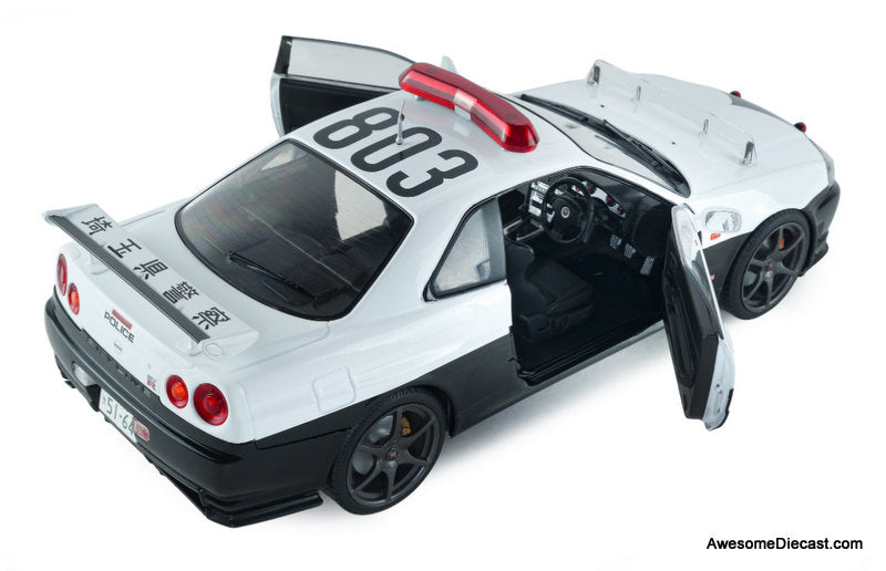 1999 Nissan Skyline GT-R R34: Japanese Police Car 1:18 Diecast Model Car by Solido