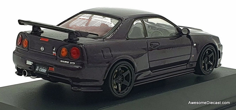 Nissan Skylinr GT-R R34 w/Nismo Parts, Midnight Purple 1:43 Diecast Model Car by Soledo