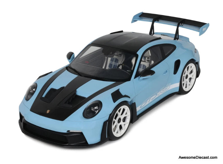 Porsche 911 (992.1) GT3 RS, Light Blue/Black 1:12 Resin Cast Model Car by GT Spirit