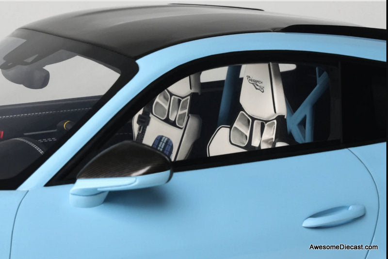 Porsche 911 (992.1) GT3 RS, Light Blue/Black 1:12 Resin Cast Model Car by GT Spirit