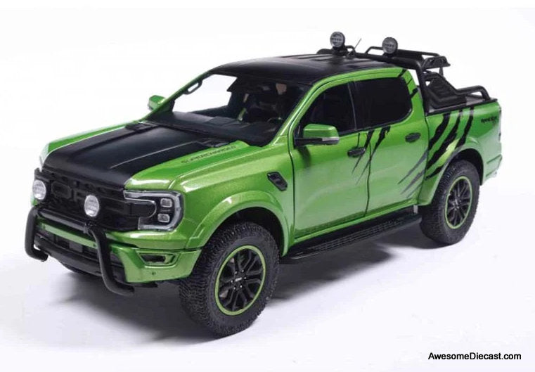 2024 Ford Ranger Raptor Pick-Up, Metallic Green 1:18 Diecast Model Truck by Solido