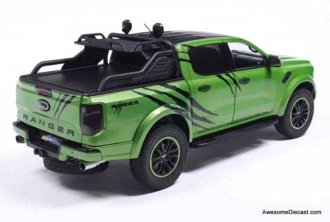2024 Ford Ranger Raptor Pick-Up, Metallic Green 1:18 Diecast Model Truck by Solido
