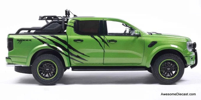 2024 Ford Ranger Raptor Pick-Up, Metallic Green 1:18 Diecast Model Truck by Solido