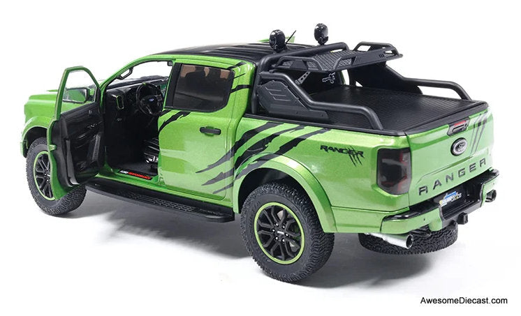2024 Ford Ranger Raptor Pick-Up, Metallic Green 1:18 Diecast Model Truck by Solido