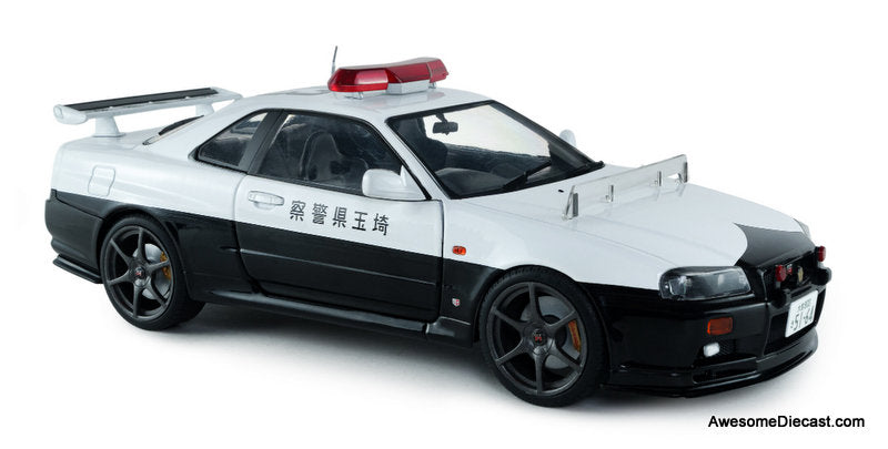1999 Nissan Skyline GT-R R34: Japanese Police Car 1:18 Diecast Model Car by Solido