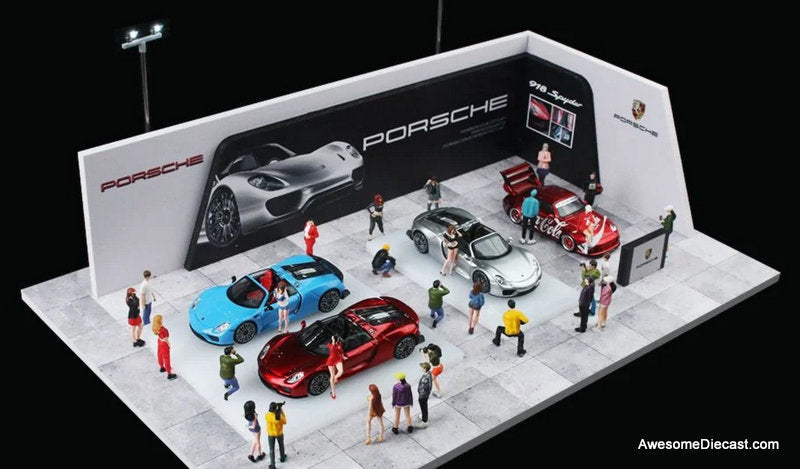 Porsche Auto Show w/Lights 1:64 Diorama by MoreArt