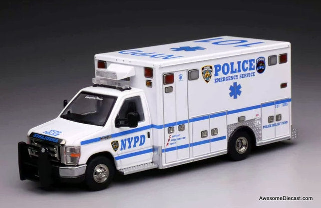 Ford E450 Ambulance New York Police 1:64 Diecast Model Ambulance by 596 Model
