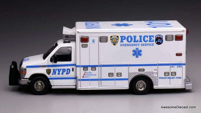 Ford E450 Ambulance New York Police 1:64 Diecast Model Ambulance by 596 Model