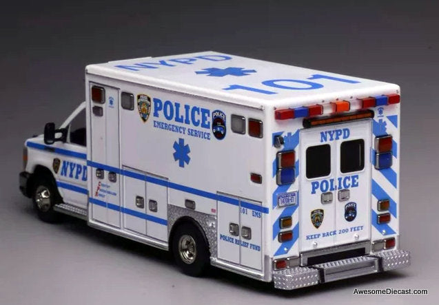 Ford E450 Ambulance New York Police 1:64 Diecast Model Ambulance by 596 Model