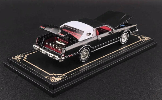 1979 Lincoln Continental Lowrider, Black 1:64 Diecast Model Car by Fineworks64