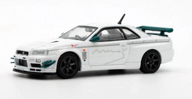 Nissan Skyline GT-R (R34) V-SPEC N1 Tuned by MINE'S, White 1:64 Diecast Model Car by Inno64