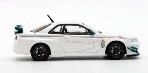 Nissan Skyline GT-R (R34) V-SPEC N1 Tuned by MINE'S, White 1:64 Diecast Model Car by Inno64