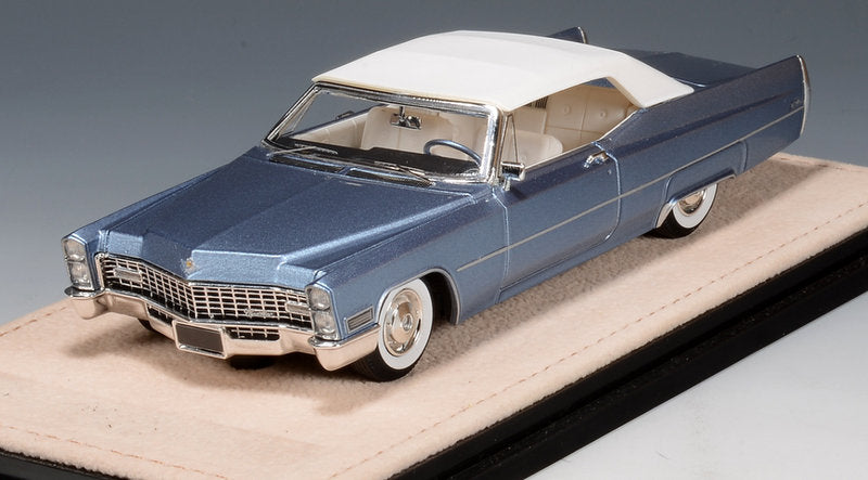 1967 Cadillac De Ville Convertible Roof Closed,  Marina Blue Metallic 1:43 Resin Cast Model Car by Stamp Models