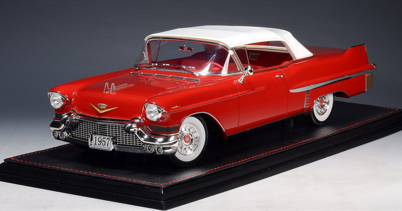 1957 Cadillac Series 62 Convertible (Roof Closed), Dakotah Red 1:18 Resin Cast Model Car by Stamp Models