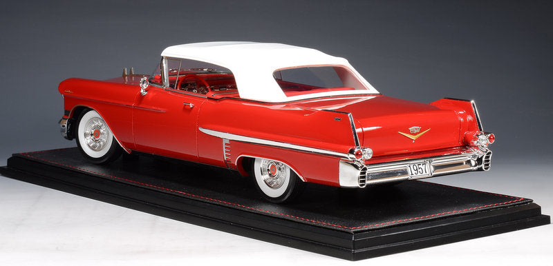 1957 Cadillac Series 62 Convertible (Roof Closed), Dakotah Red 1:18 Resin Cast Model Car by Stamp Models