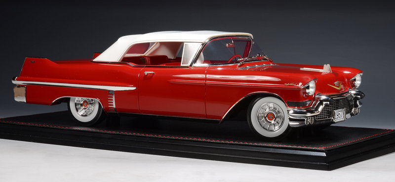 1957 Cadillac Series 62 Convertible (Roof Closed), Dakotah Red 1:18 Resin Cast Model Car by Stamp Models