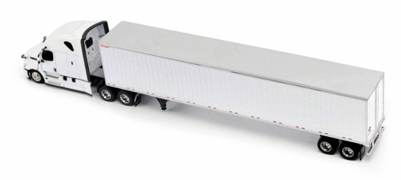 2025 Freightliner Cascadia Gen-5 Sleeper Tractor w/Great Dane Champion 53ft Box Trailer, Winter White 1:64 Diecast Model Truck by Diecast Masters